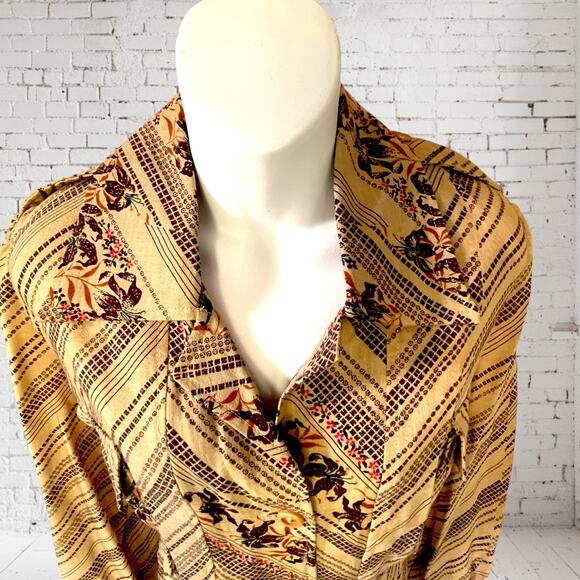 True Vtg. Handmade 70s Dress Long Sleeve Breast Pockets Fall Academia Size 14 - Picture 4 of 12